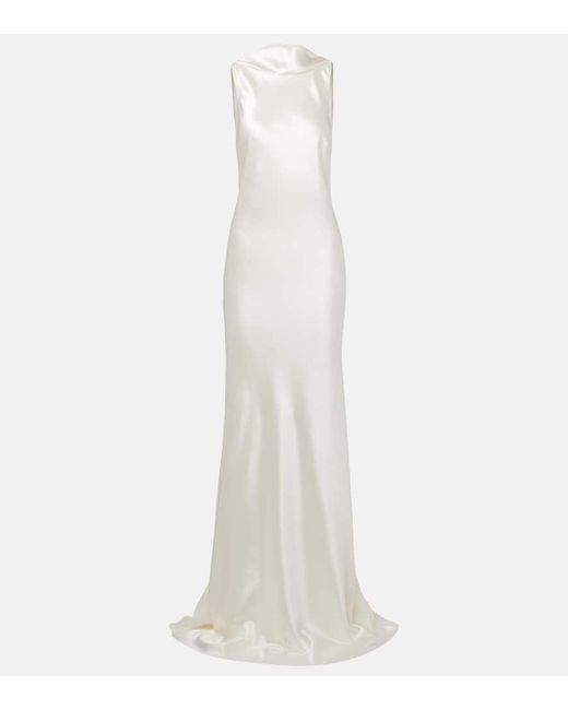 Danielle Frankel White Bridal Arlo Wool And Silk Gown