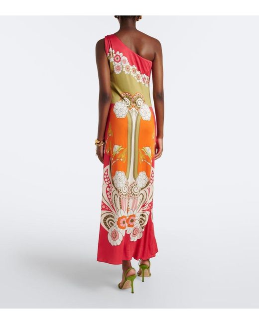 LaDoubleJ Orange Clingy Roy Printed Maxi Dress