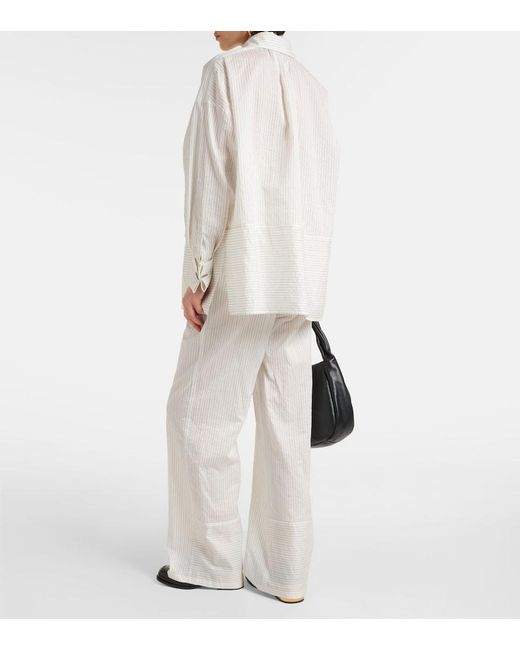 Max Mara White Saletta Pinstripe Cotton And Silk Shirt