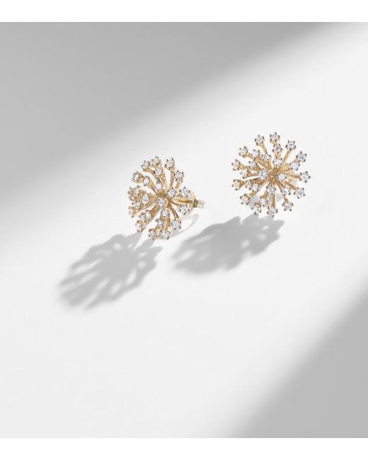 Sydney Evan White Burst Large 14Kt Earrings With Diamonds