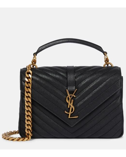 Saint Laurent Black Schultertasche College Medium Aus Leder