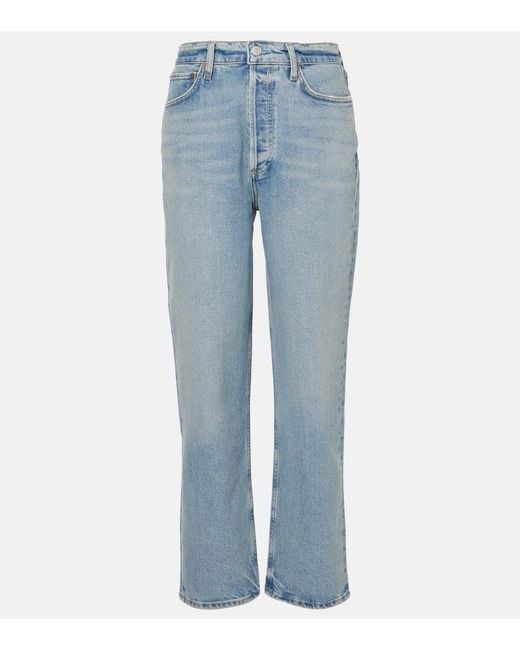 Agolde Blue 90S Pinch Waist Crop High-Rise Straight Jeans