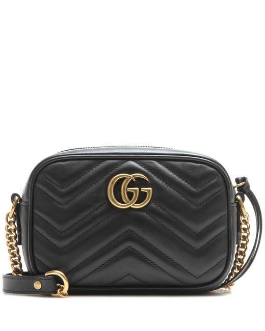 Lyst - Gucci Gg Marmont Mini Matelassé Leather Crossbody Bag in Black - Save 16%