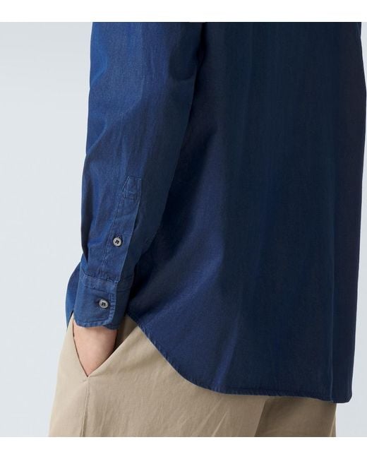 Brioni Blue Marcello Cotton Shirt for men