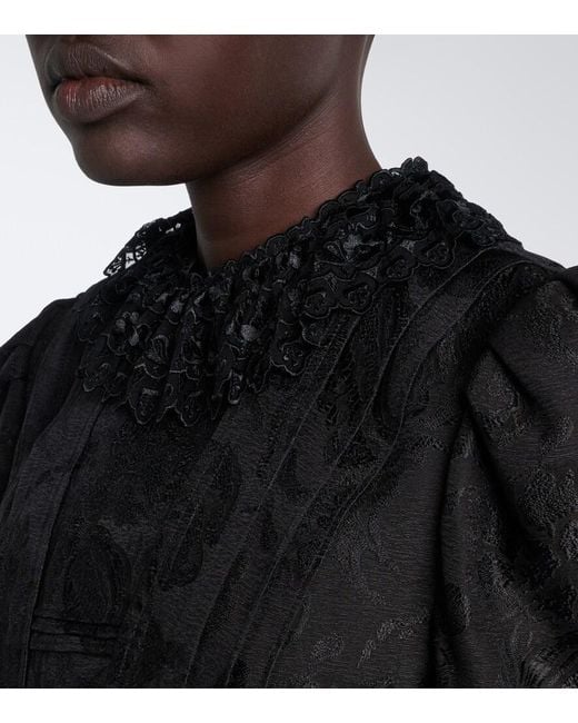 Chloé Black Wool And Silk-Blend Jacquard Lace Jacket