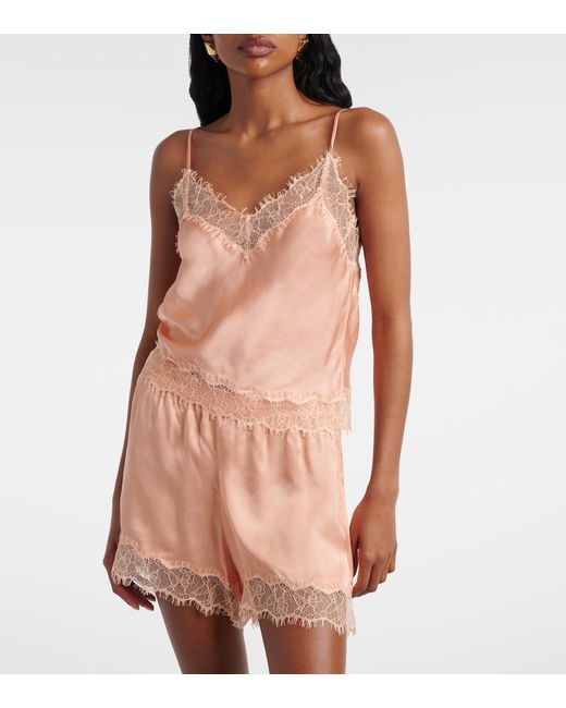 Poupette Pink Zely Lace-Trimmed Satin Camisole
