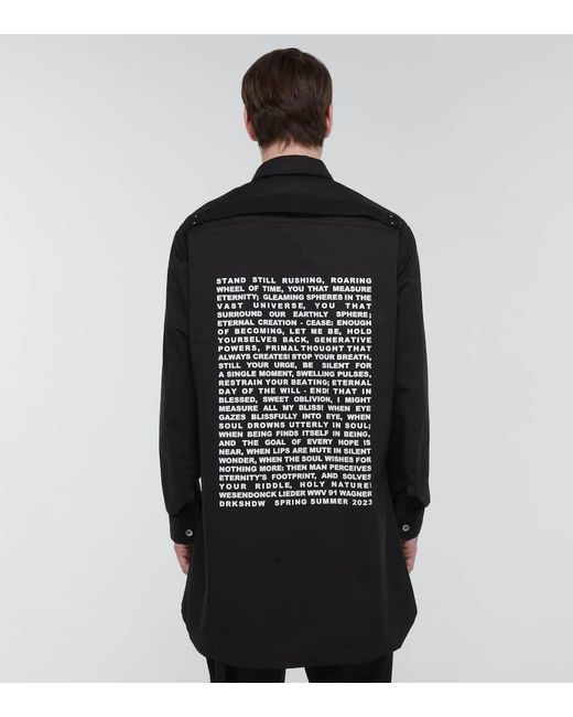 Rick Owens Black Cotton-Blend Poplin Overshirt for men