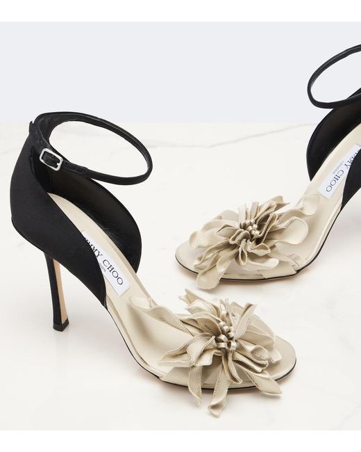 Jimmy Choo Metallic Coko Floral-Applique Sandals