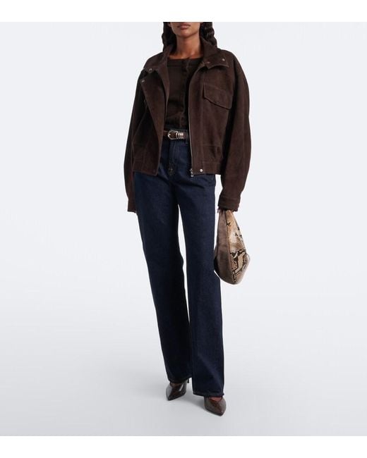 Nour Hammour Black Suede Blouson Jacket