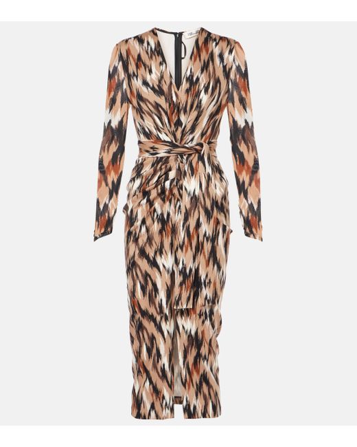 Diane von Furstenberg Multicolor Hades Printed Gathered Jersey Midi Dress