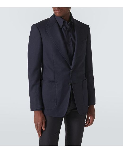 Tom Ford Blue Wool, Mohair, And Silk Suit Jacket for men
