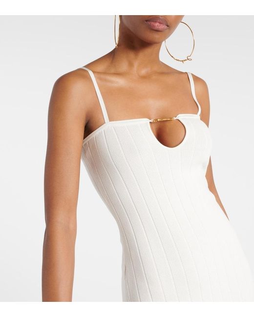 Jacquemus White La Robe Sierra Bretelles Midi Dress