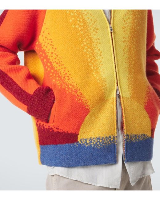 God's True Cashmere Orange Radiant Sun Cashmere Zip-Up Sweater for men