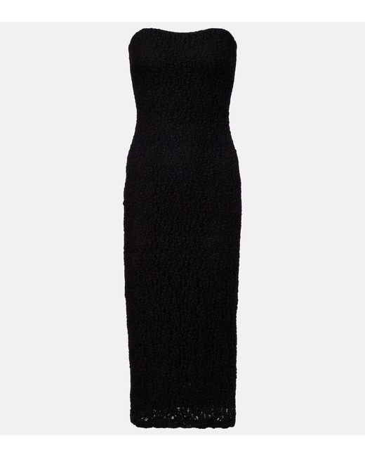 Max Mara Black Elegante Luciana Strapless Midi Dress