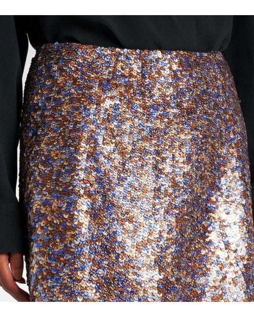 Falda Midi De Mezcla De Lana Con Lentejuelas Dries Van Noten de color Multicolor