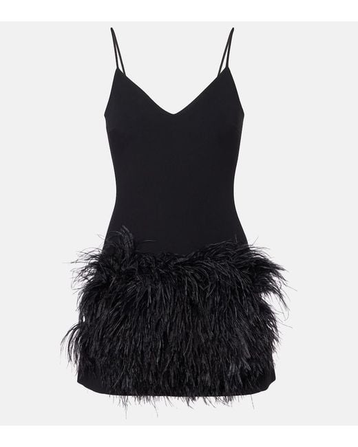 David Koma Black Feather-Trimmed Minidress