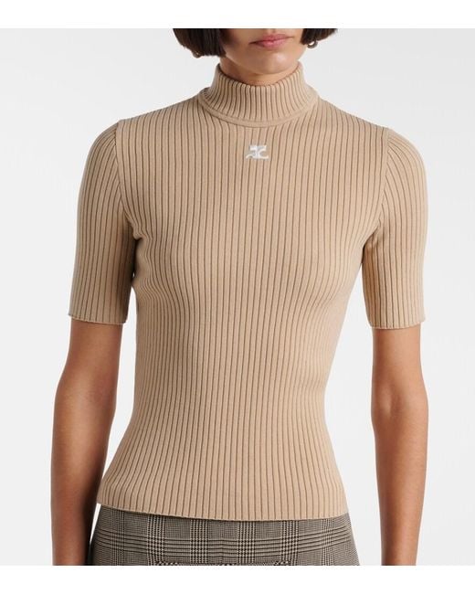 Courreges Natural Reedition Ribbed-Knit Top