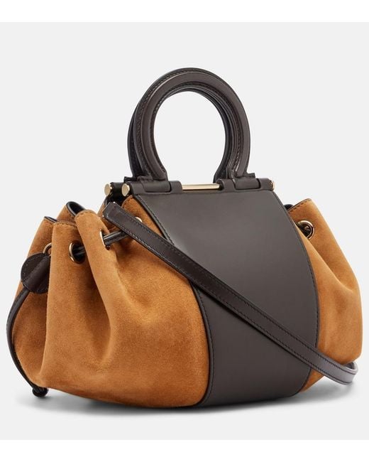 Ferragamo Brown Gancio Small Suede Bucket Bag