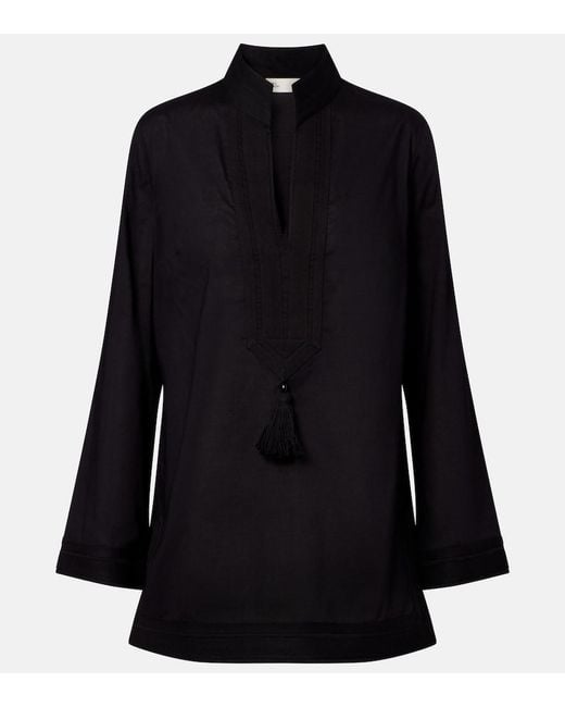 Tory Burch Black Cotton Poplin Tunic