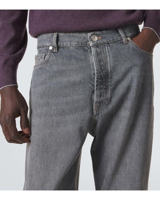Brunello Cucinelli Gray Mid-Rise Straight Jeans for men