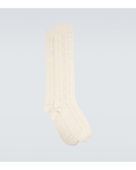 Valentino White Pointelle Cotton Socks for men