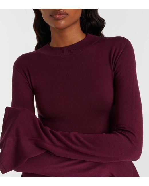 Vestido Corto De Jersey En Mezcla De Seda Drapeado AYA MUSE de color Red