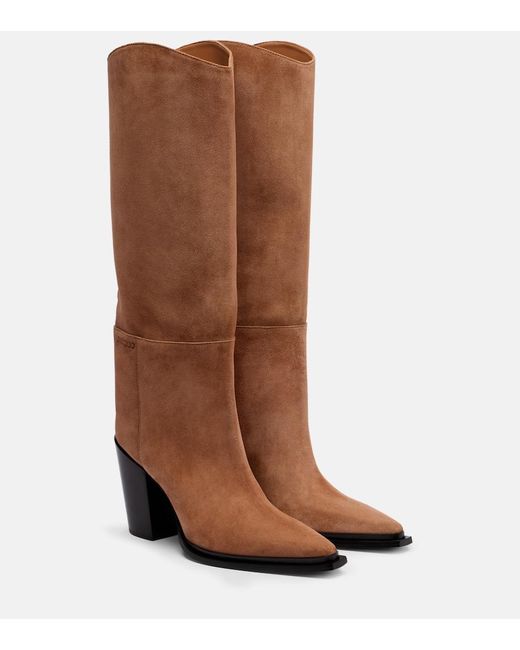 Jimmy Choo Brown Cece 80 Suede Knee-High Boots