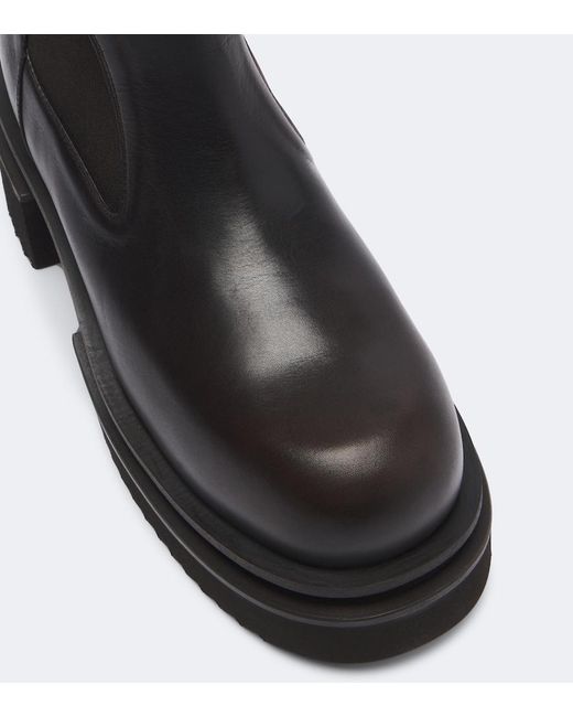 Rick Owens Black Beatle Leather Platform Chelsea Boots
