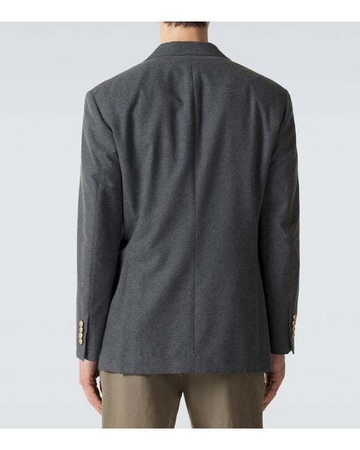Brunello Cucinelli Blue Wool, Cotton, And Silk Blazer for men