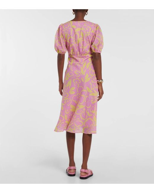 Velvet Pink Midikleid Charlotte Aus Baumwolle