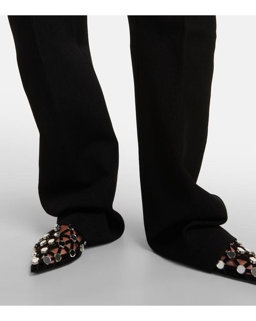 The Attico Blue Wide-Leg Satin Pants
