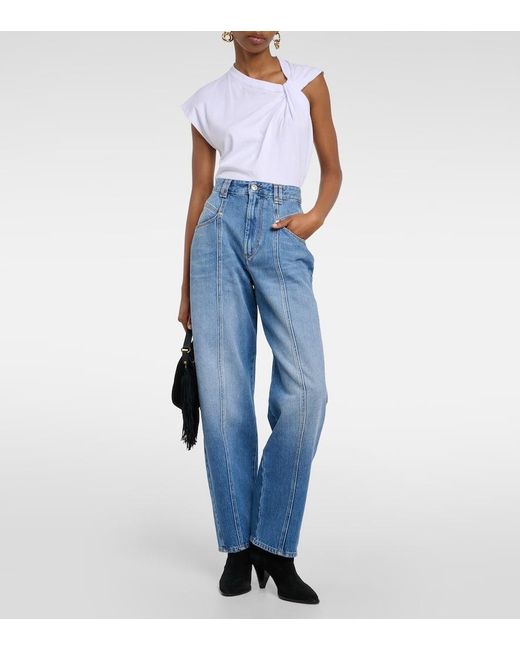Isabel Marant Blue Vetan High-rise Wide-leg Jeans