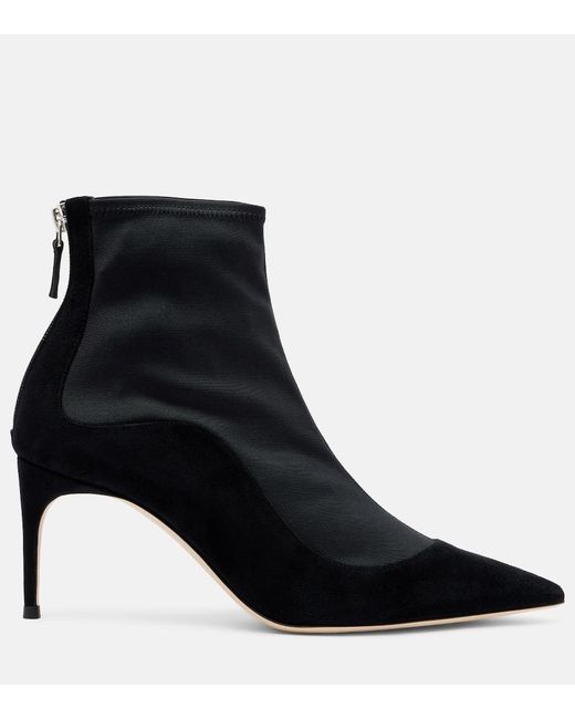 Malone Souliers Black Elisa 70 Suede-Trimmed Ankle Boots