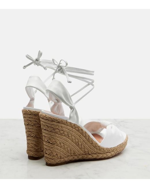 Aquazzura White Carina Leather Espadrille Wedges