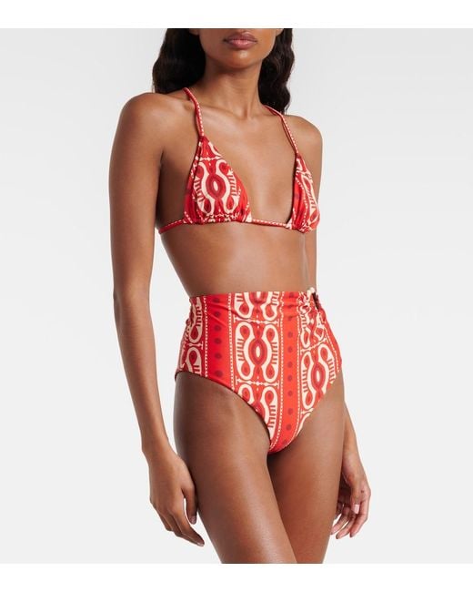 Johanna Ortiz Red Printed Bikini Top