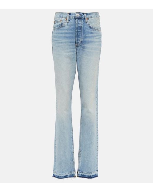 Re/done Blue High-Rise Bootcut Jeans