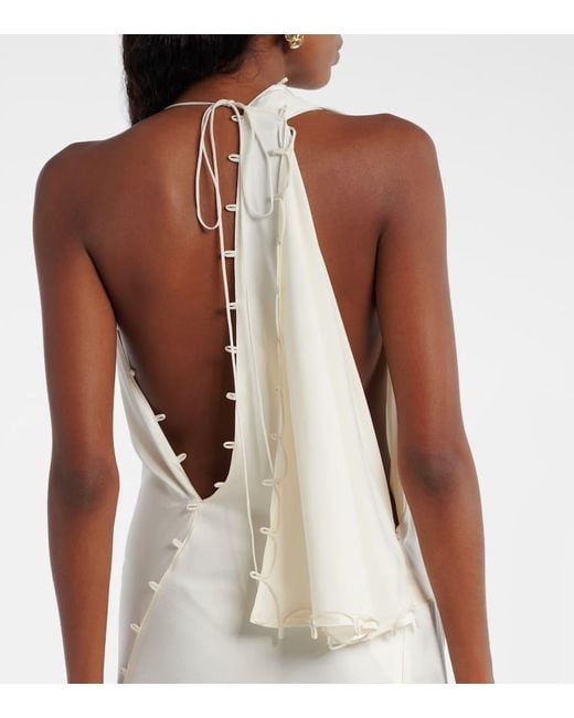 Robe Longue En Crepe De Satin Victoria Beckham en coloris White