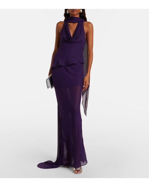 De La Vali Blue Diosa Draped Georgette Top