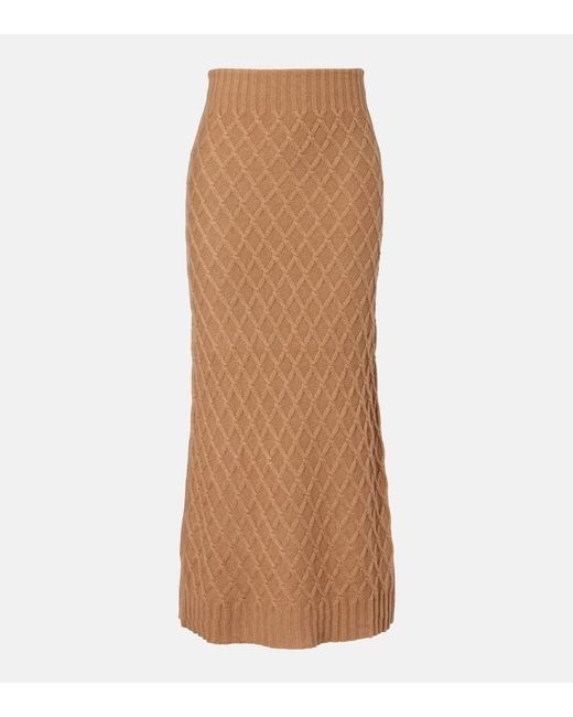 Max Mara Brown Po Knitted Camel Hair Maxi Skirt