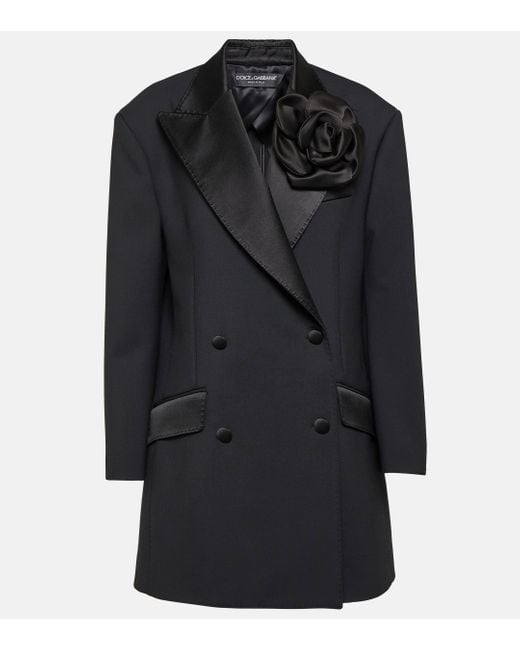 Dolce & Gabbana Black Floral-applique Blazer