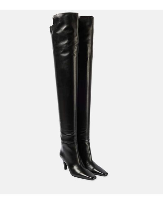Saint Laurent Black Overknee-Stiefel Jill 75 Aus Leder