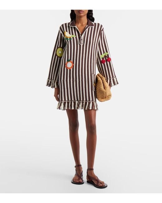 ALÉMAIS Brown Sundae Crochet Embroidered Cotton Kaftan