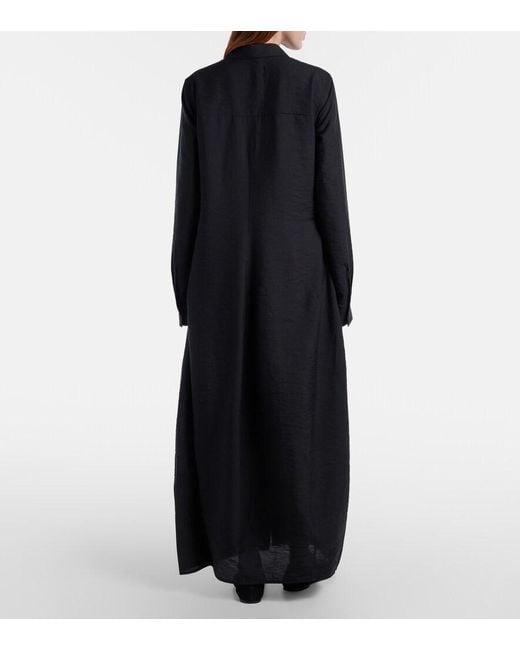 Totême Black Silk-Blend Shirt Dress