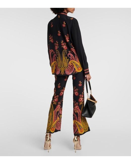 Etro Black Paisley Silk Blouse