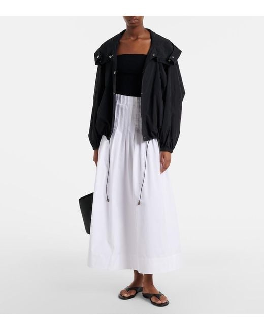 Rohe White Pleated Cotton Poplin Midi Skirt