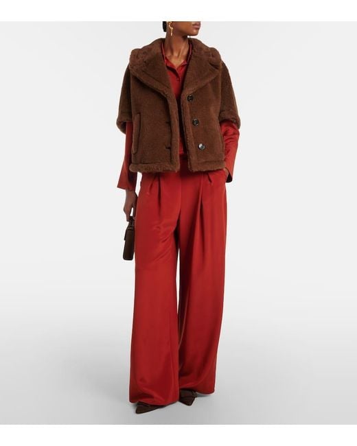 Max Mara Orange Palude Silk-Blend Crepe Wide-Leg Pants