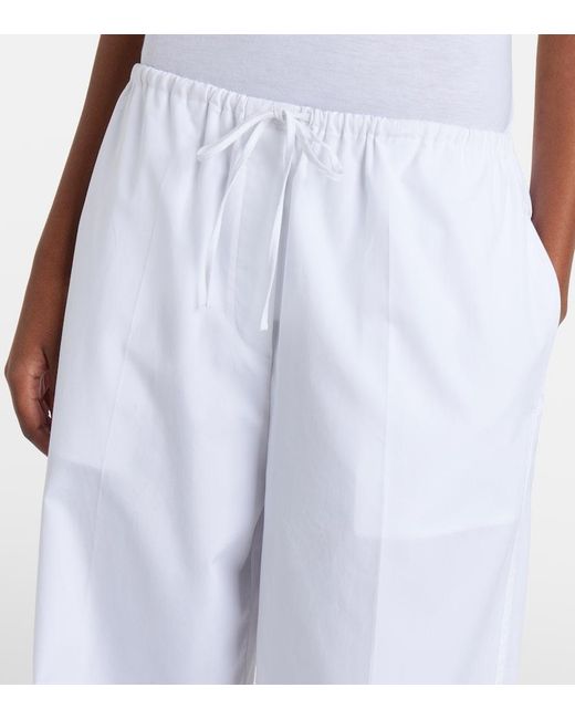 Totême White Cotton Poplin Wide-Leg Pants