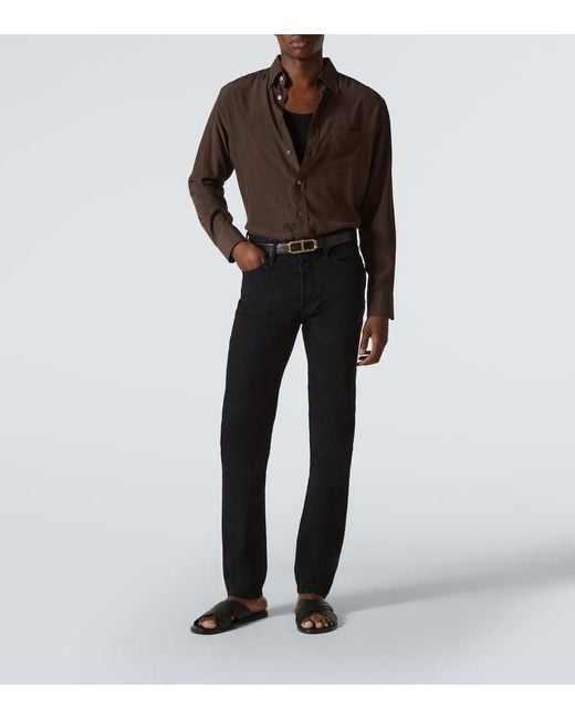 Tom Ford Brown Preston T Leather Sandals for men