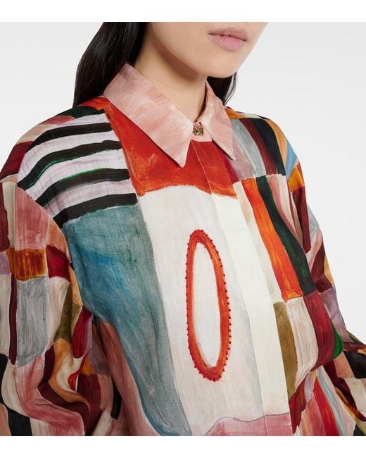 ALÉMAIS Orange X Lrnce Marjorelle Printed Linen And Silk Shirt