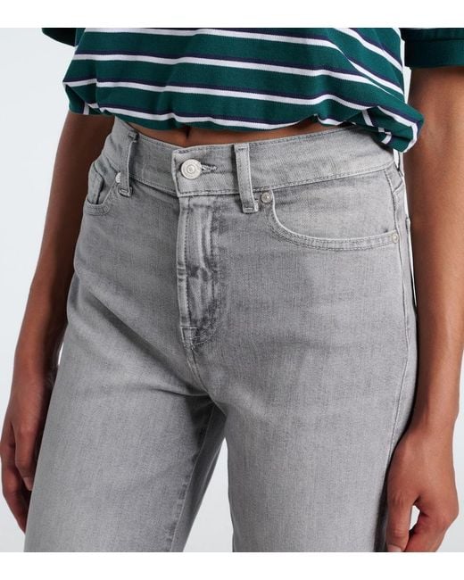 7 For All Mankind Gray Lotta High-Rise Wide-Leg Jeans